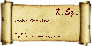 Krohn Szabina névjegykártya